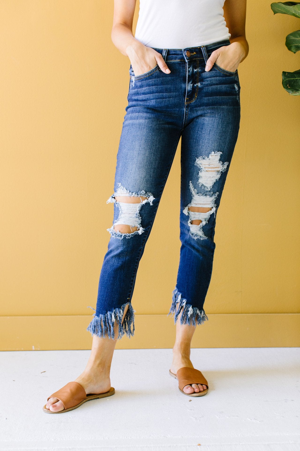 Twin Fringe Cropped Jeans
