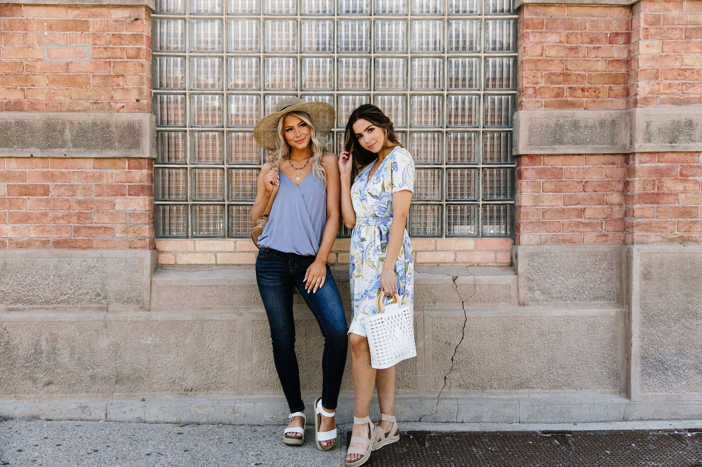 Charlize Surplice Tank In Faded Blue