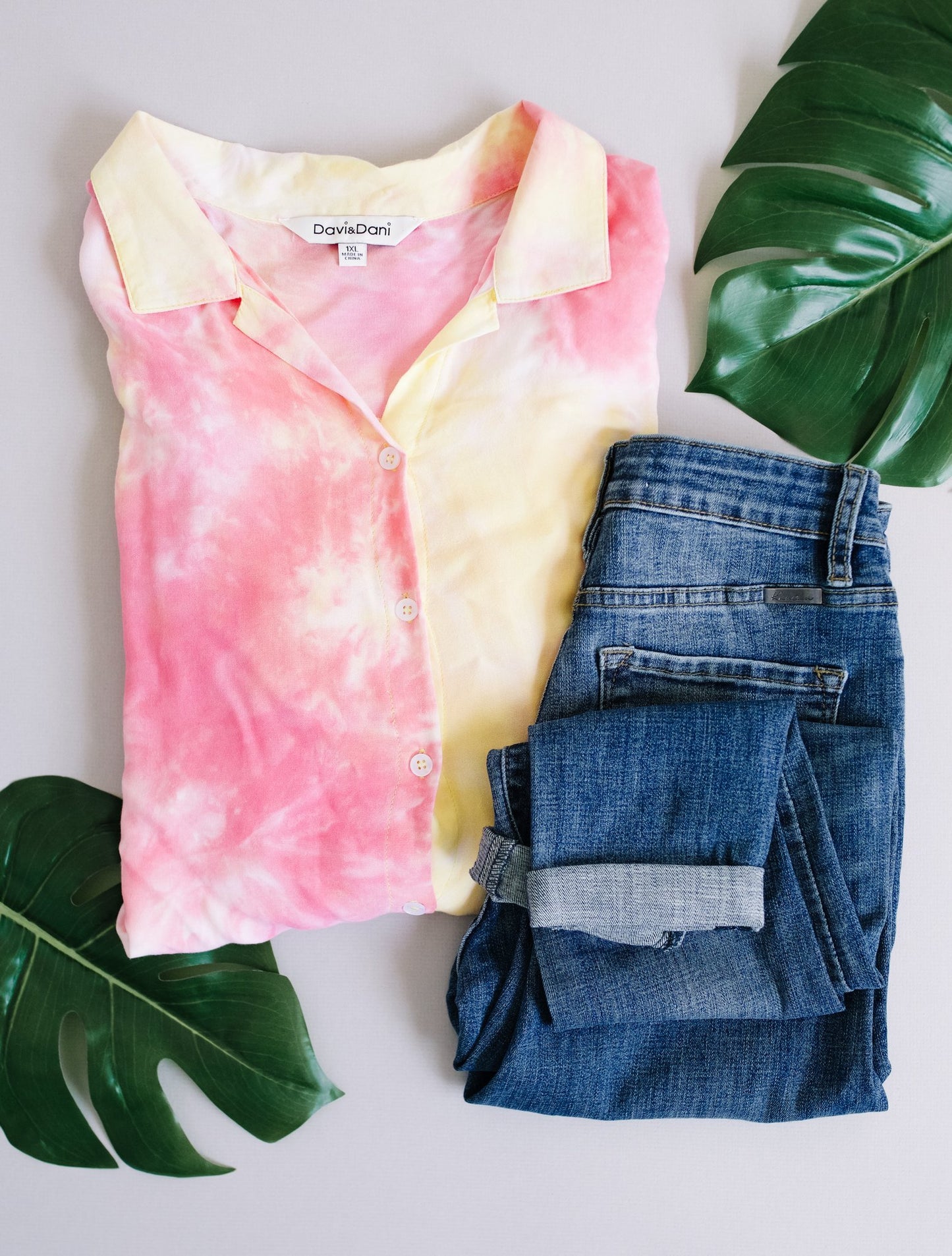 Tie & Tie Dye Top In Sunset
