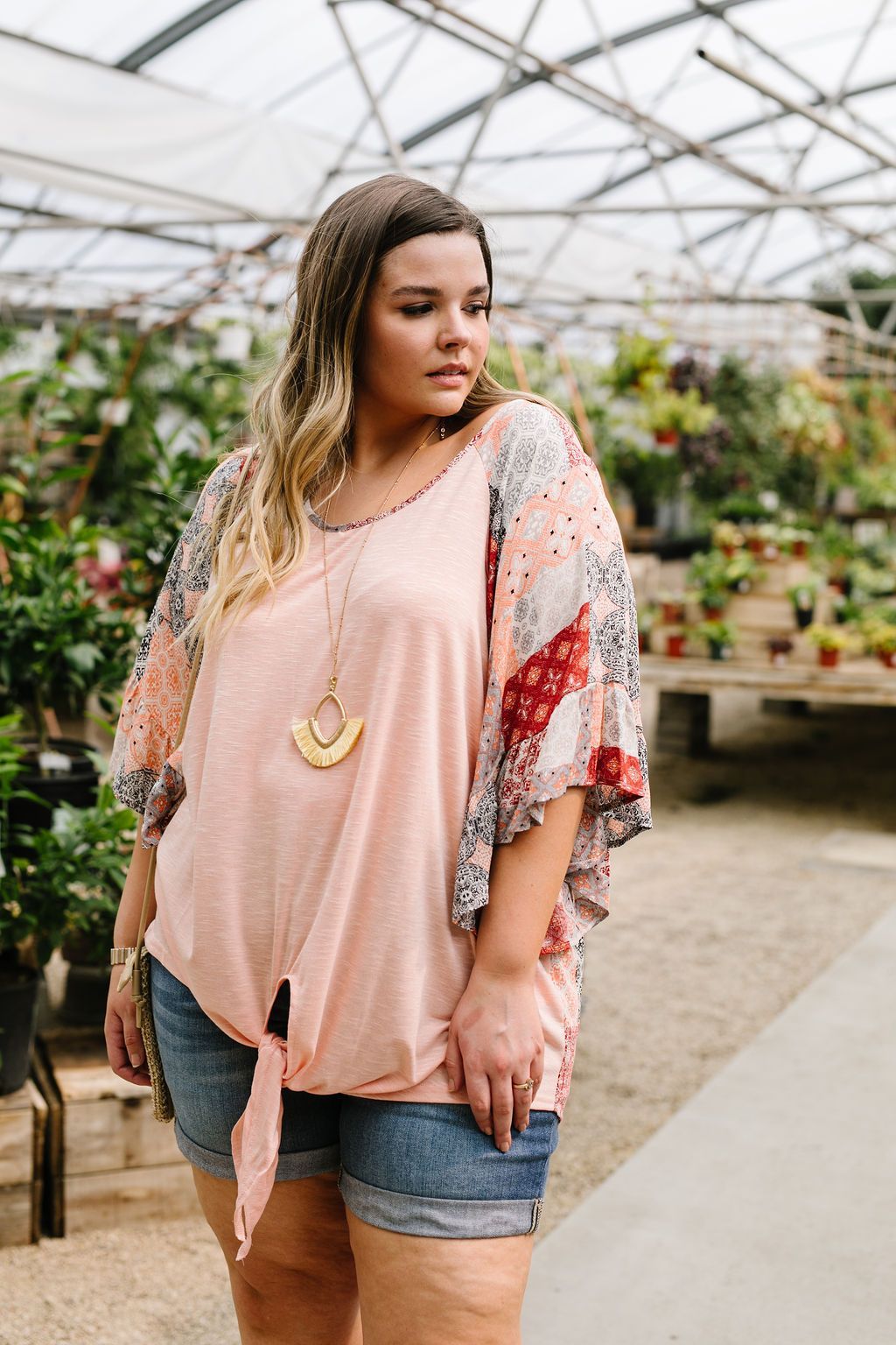 Patricia Peach Patchwork Top