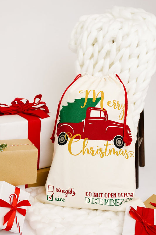 Christmas Trees & Trucks Santa Sack
