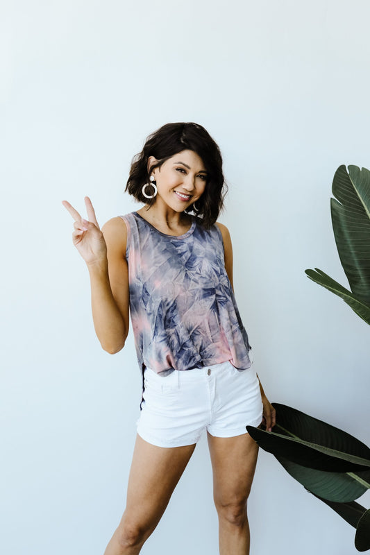 Caribbean Tie Dye Tank In Mauve