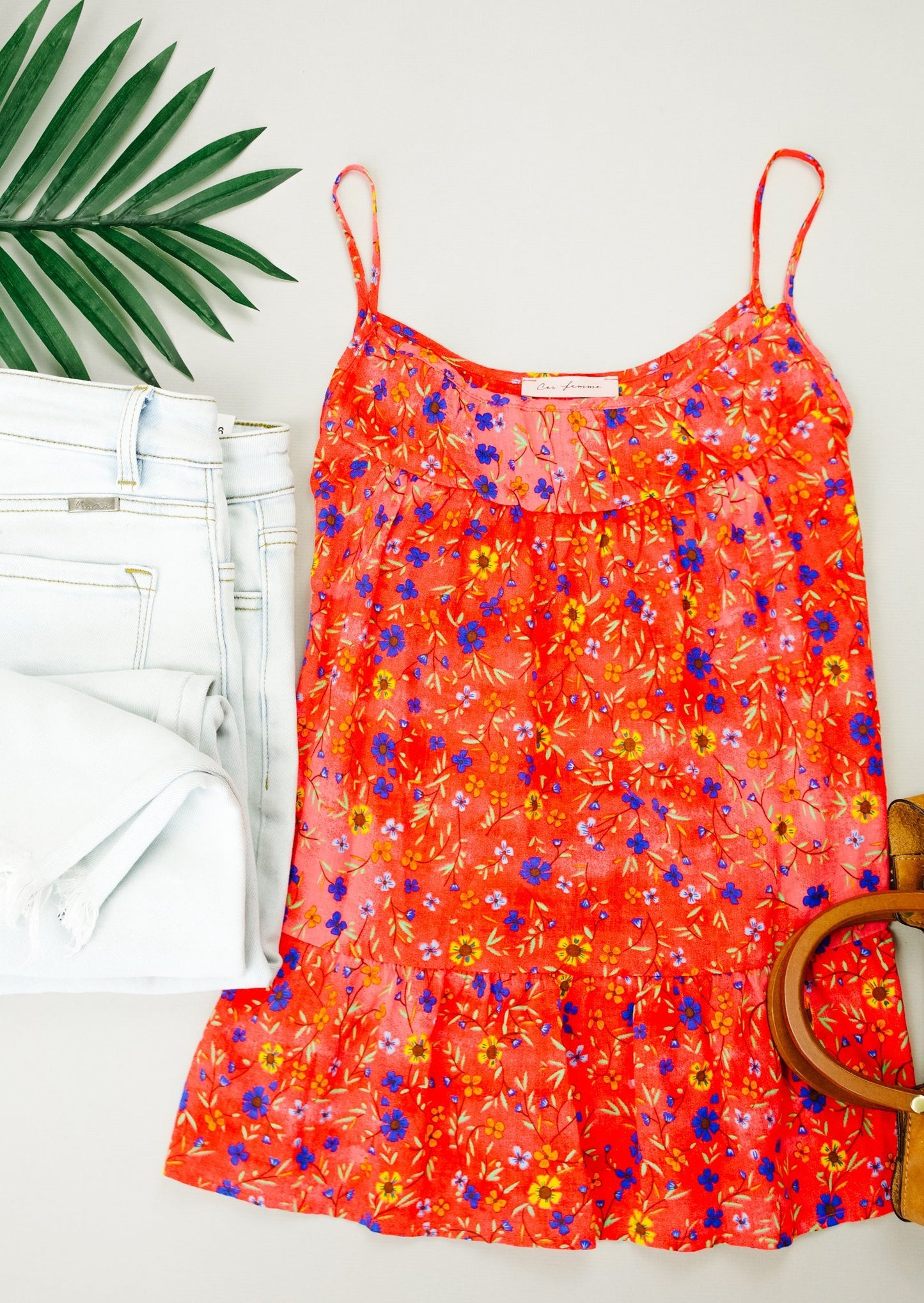 Ditzy Floral Tank In Coral