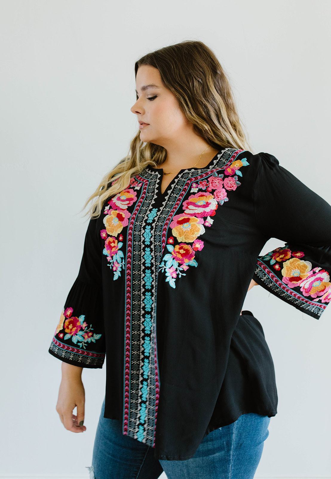 Flowers & Bells Embroidered Blouse