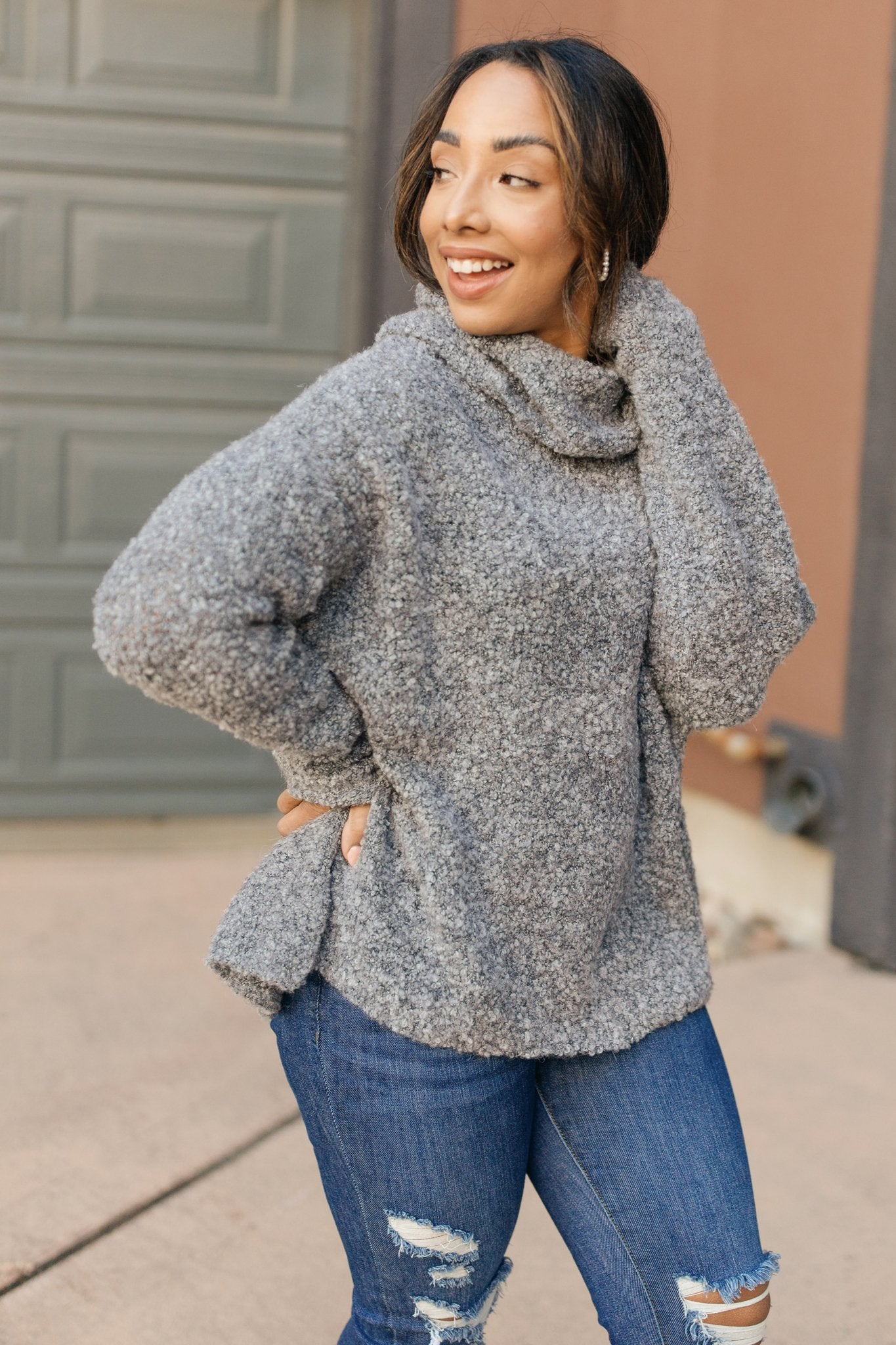 Popcorn And A Movie Sweater in Gray