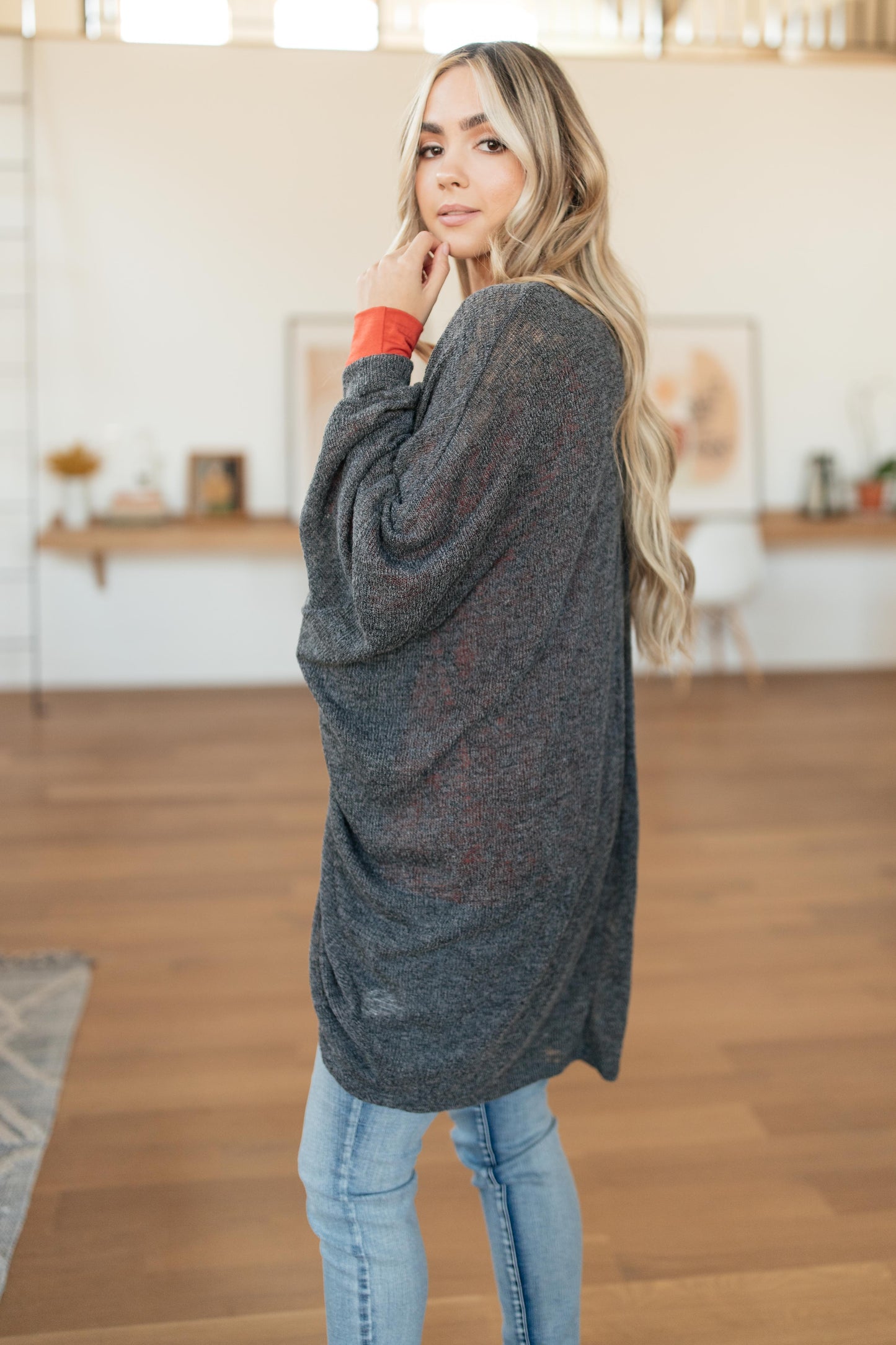 Slouchy Vibe Cardigan in Charcoal