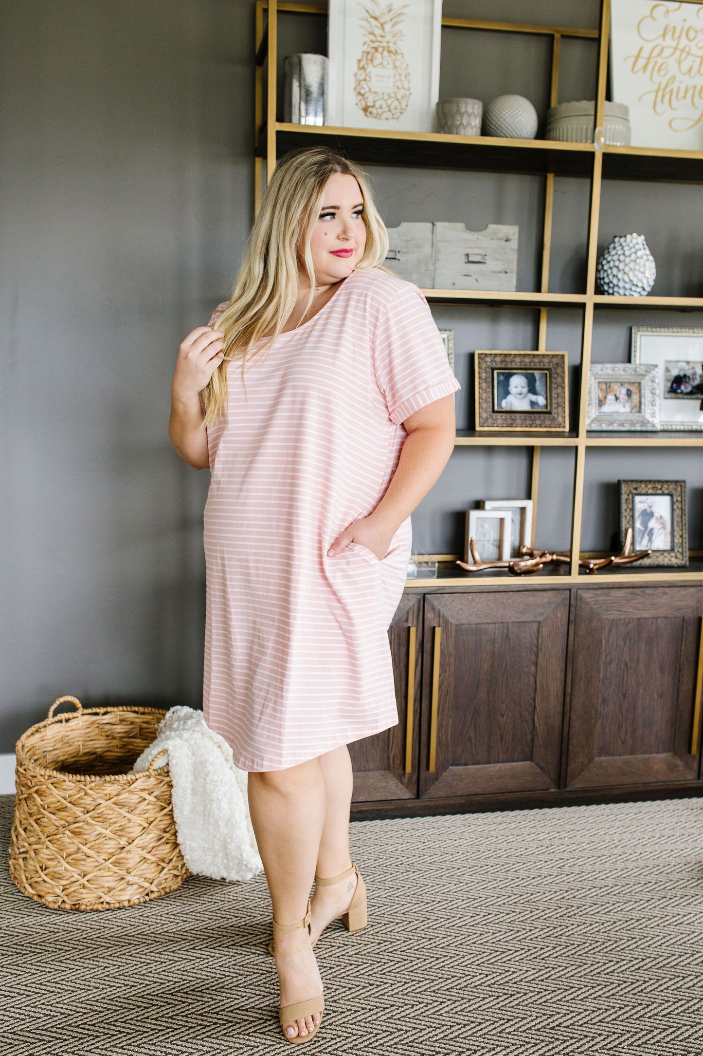 Buttoned To A T-Shirt Dress In Pink