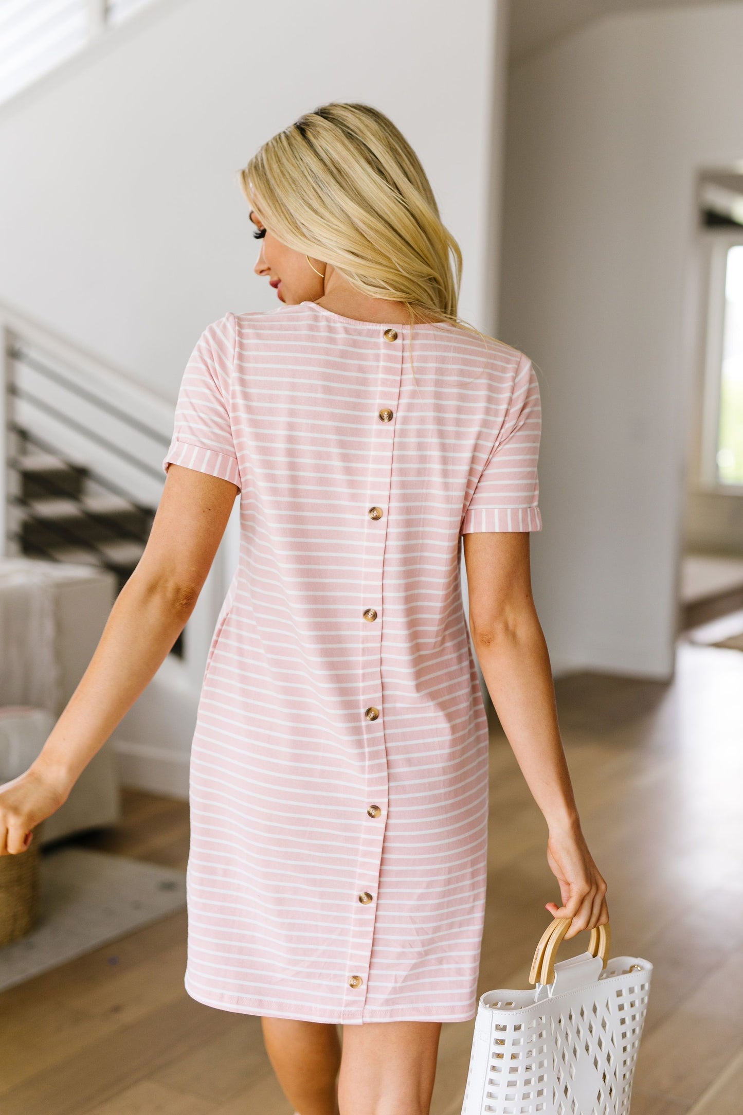 Buttoned To A T-Shirt Dress In Pink