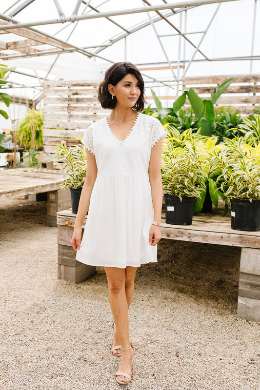 Full Circle Eyelet & Pom Pom Dress
