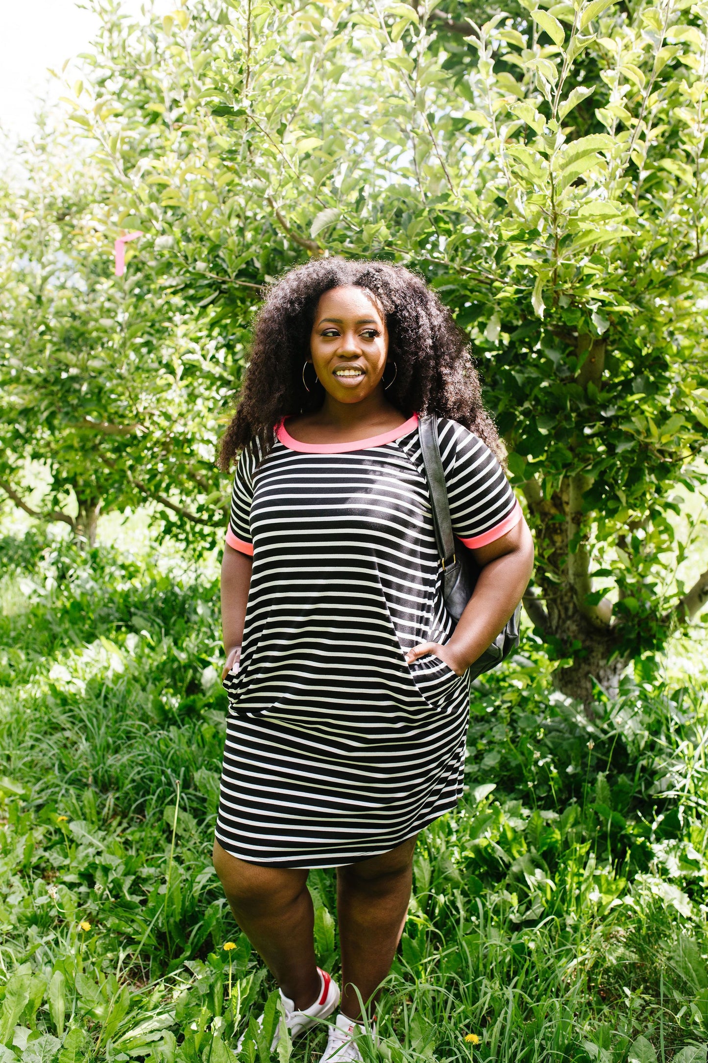 Later Skater T-shirt Dress With Hot Pink Trim