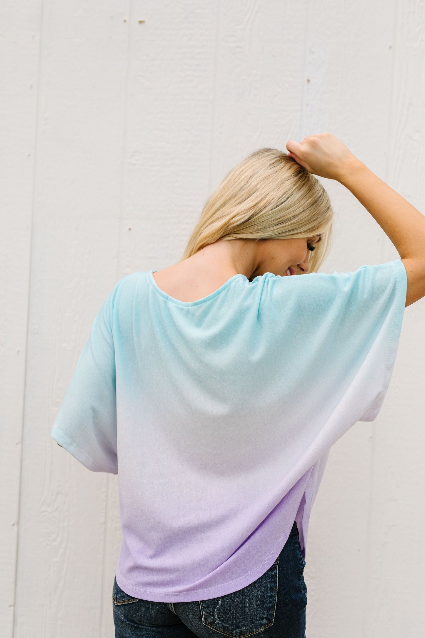 Middle Ground Ombre Top In Aqua