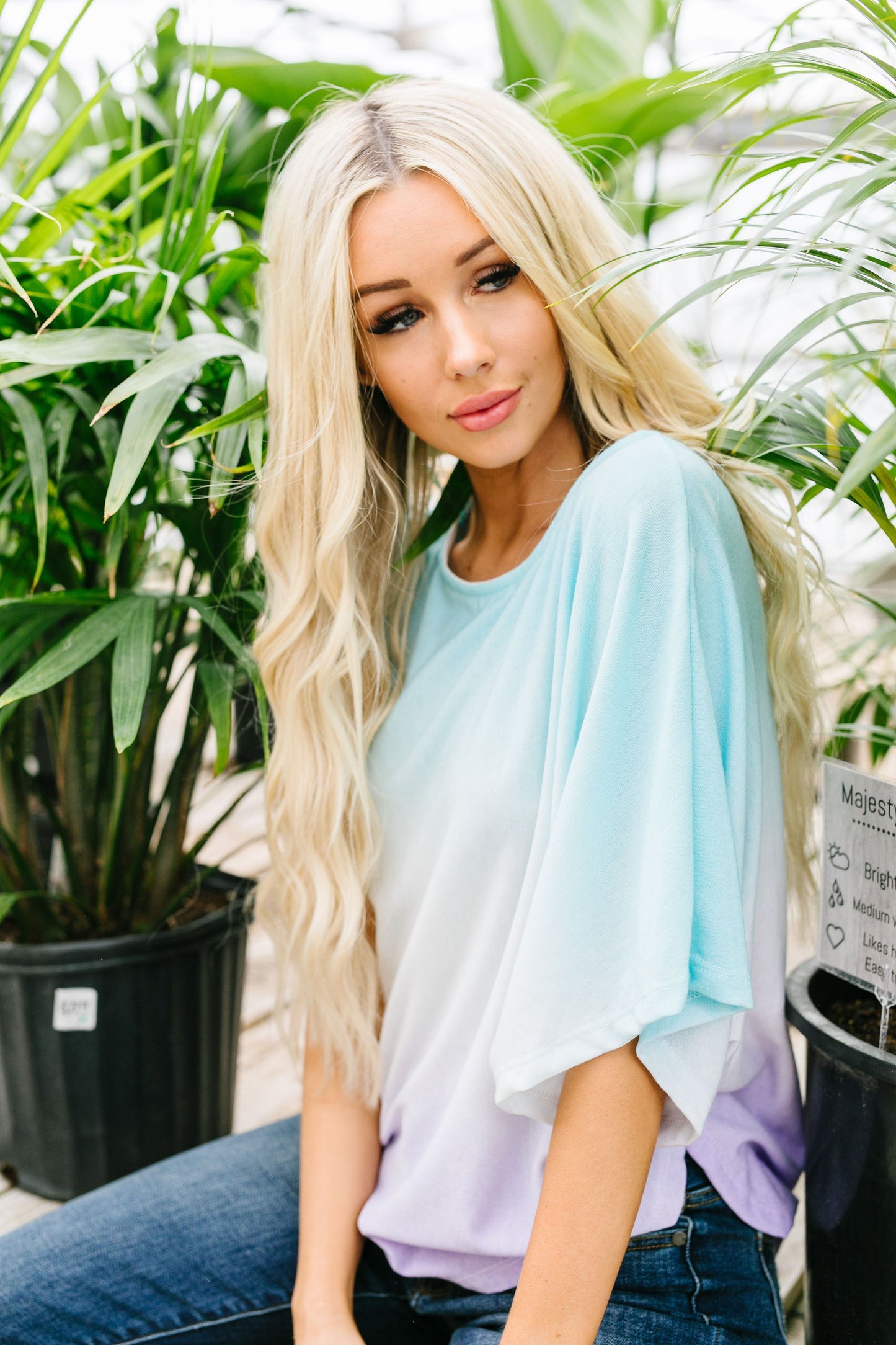 Middle Ground Ombre Top In Aqua