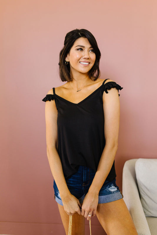 On Fire Cold Shoulder Top In Black