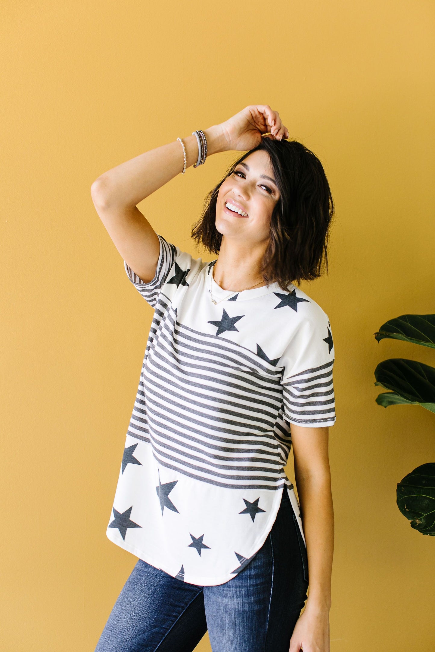 Stripes & Stars Black & White Top