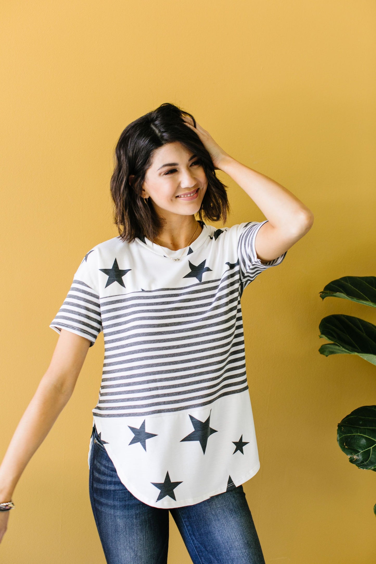 Stripes & Stars Black & White Top