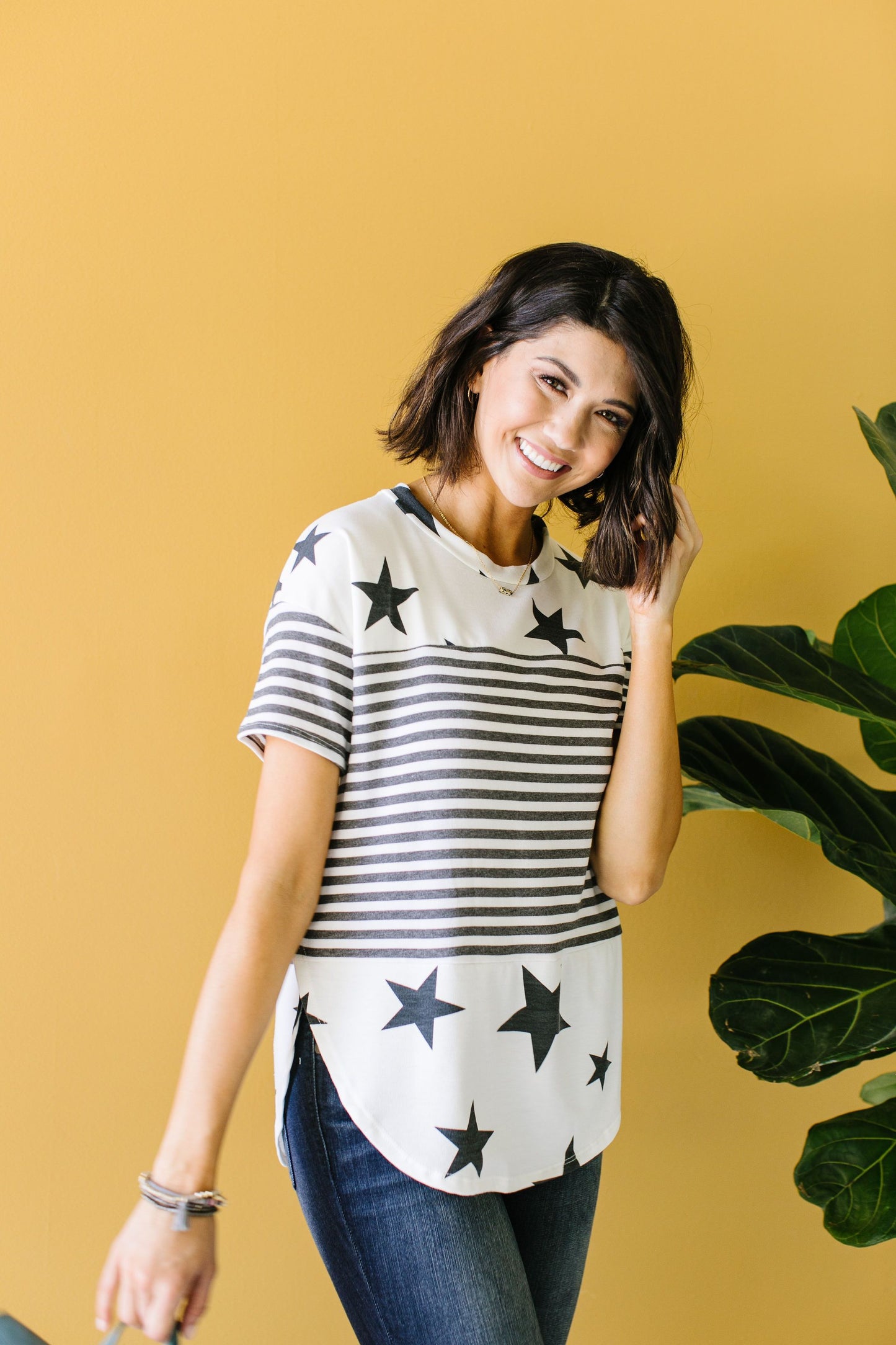 Stripes & Stars Black & White Top